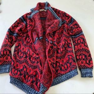 Cotton Emporium Draped Front Patterned Sweater Sxs